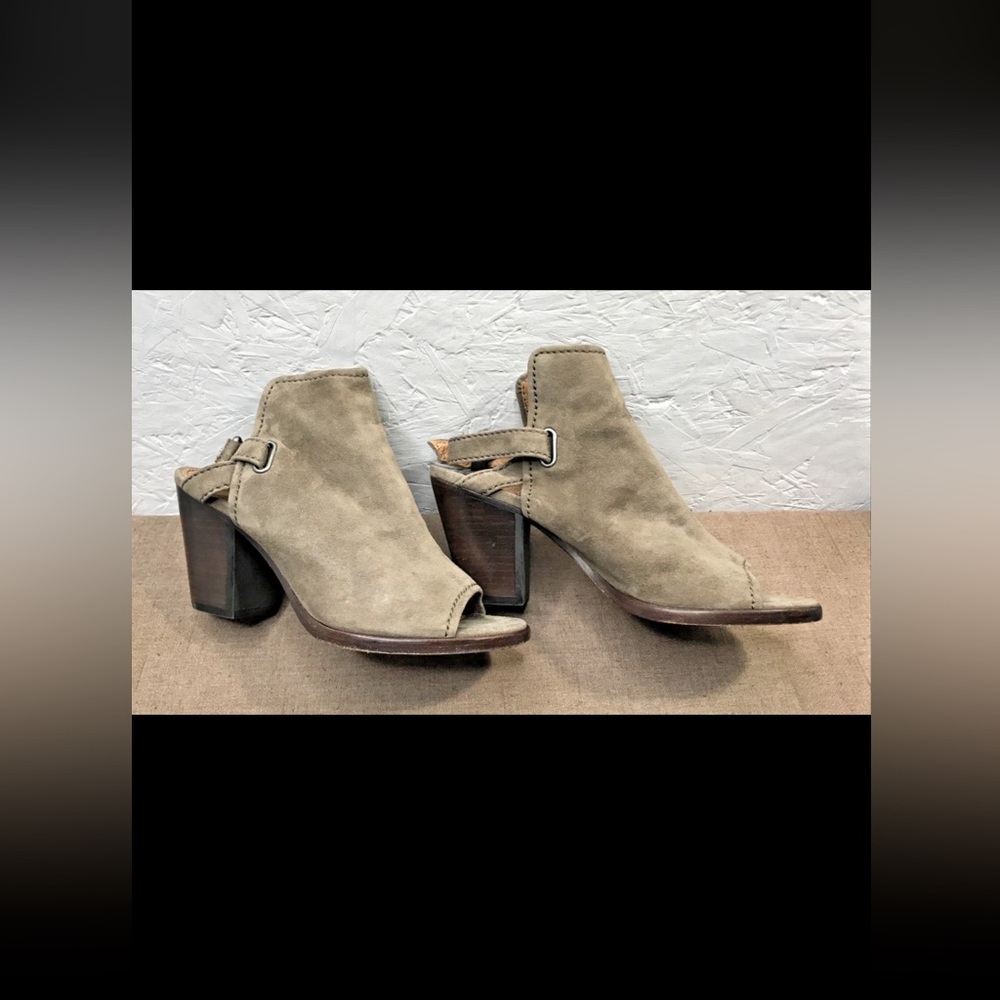 Frye Dani Shield Sling Women's Heeled Sandals Booties Taupe Suede Size 7.5M